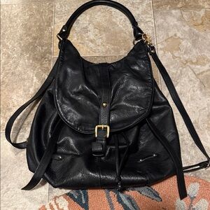 Gianni Notaro Black Leather Backpack Bag